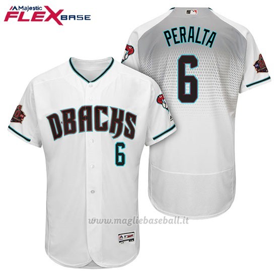 Maglia Baseball Uomo Arizona Diamondbacks 6 David Peralta Bianco Aqua 1ª20 Anniversario Flex Base